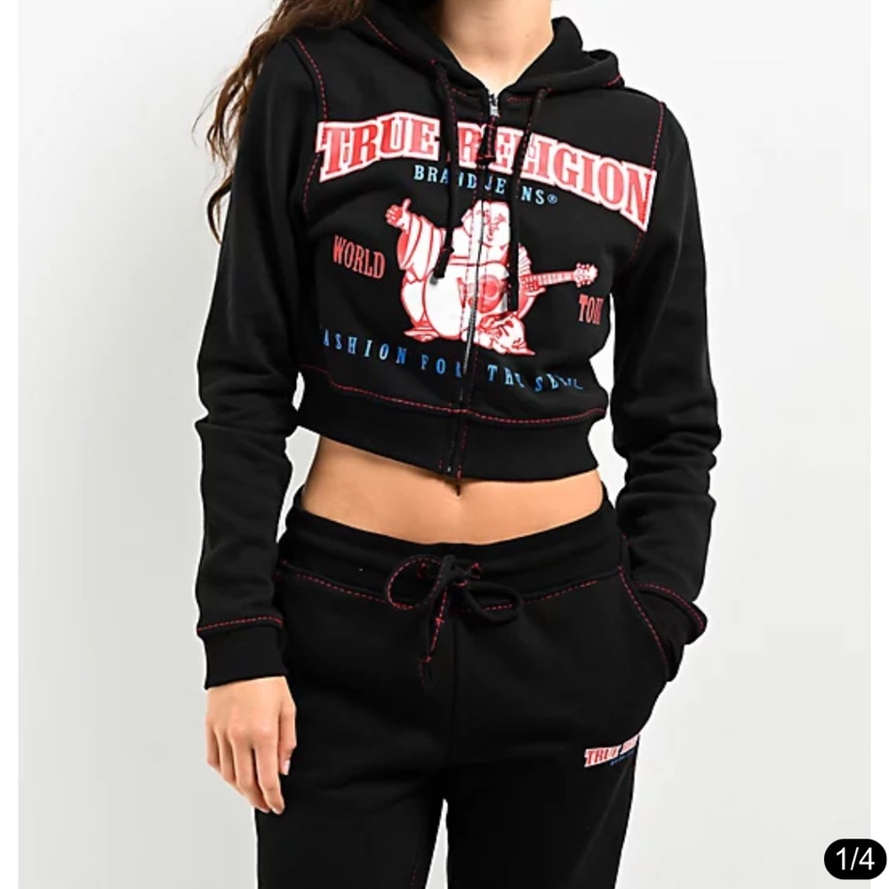 True Religion Black and Red Graphic Hoodie and Joggers